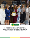 33 anos da Lei Orgânica: vereadora Margleide Alfaia reconhece legado de Helena Guerra em sessão especial