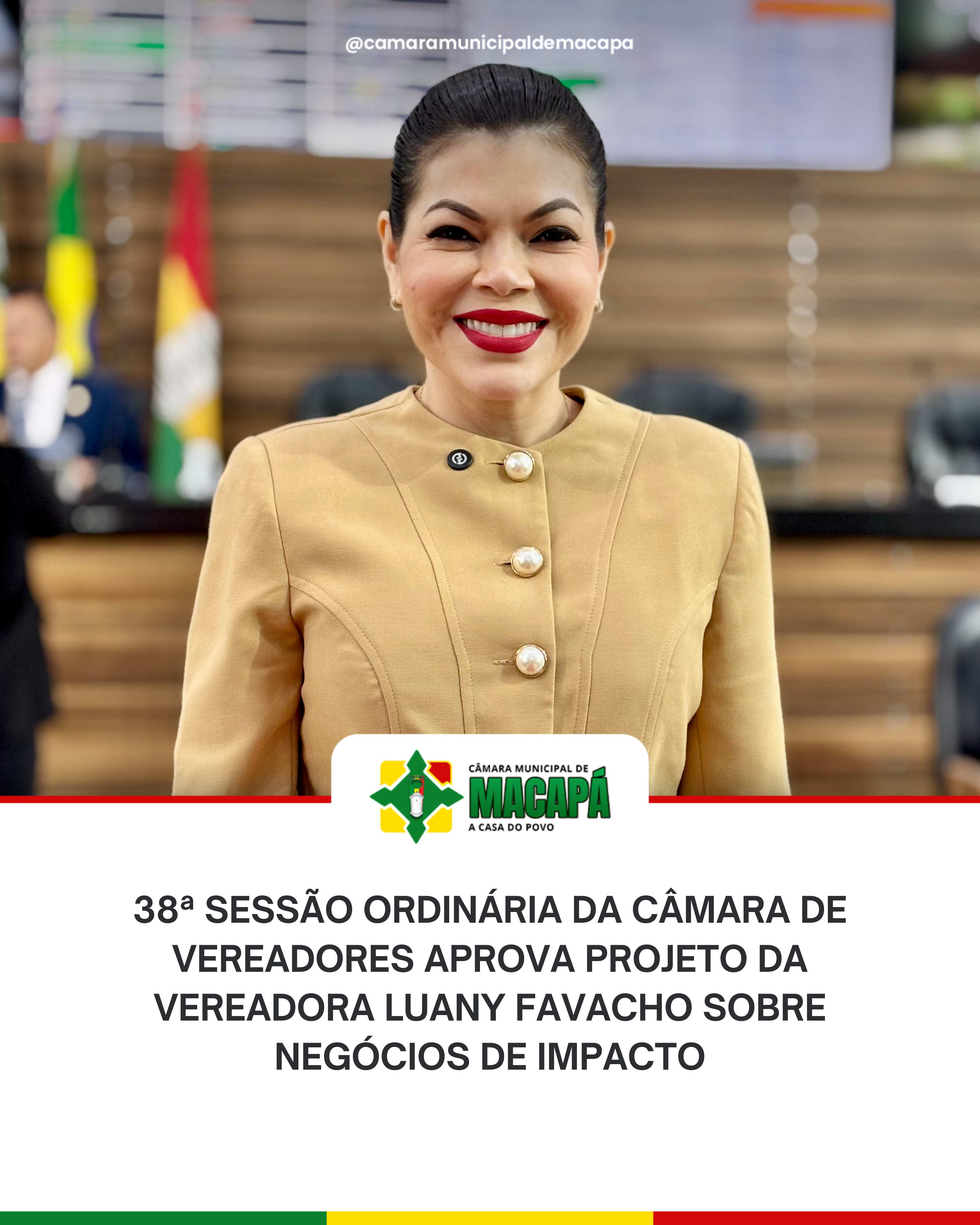 38ª Sessão Ordinária da Câmara de Vereadores aprova projeto da vereadora Luany Favacho sobre negócios de impacto
