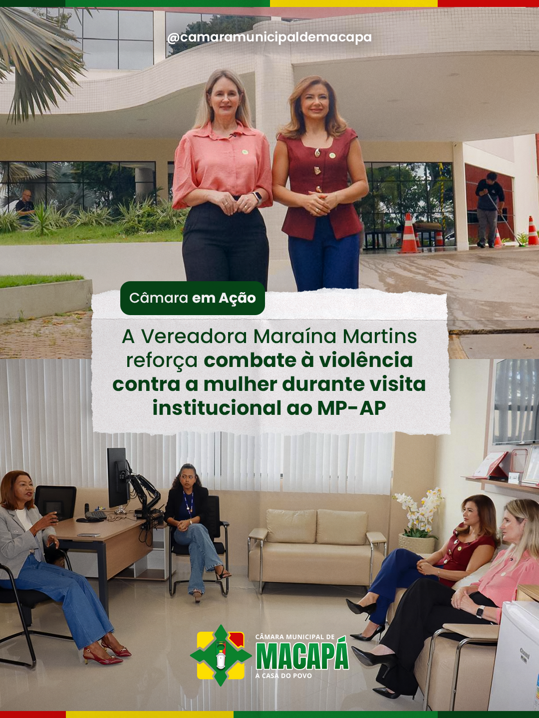 A Vereadora Maraína Martins reforça combate à violência contra a mulher durante visita institucional ao MP-AP