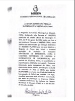 AVISO DE SUSPENSÃO PREGÃO ELETRÔNICO N° 002/2021-CPI/CMM