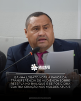 Banha Lobato vota a favor da transferência de audiência sobre reserva no Bailique e se posiciona contra criação nos moldes atuais