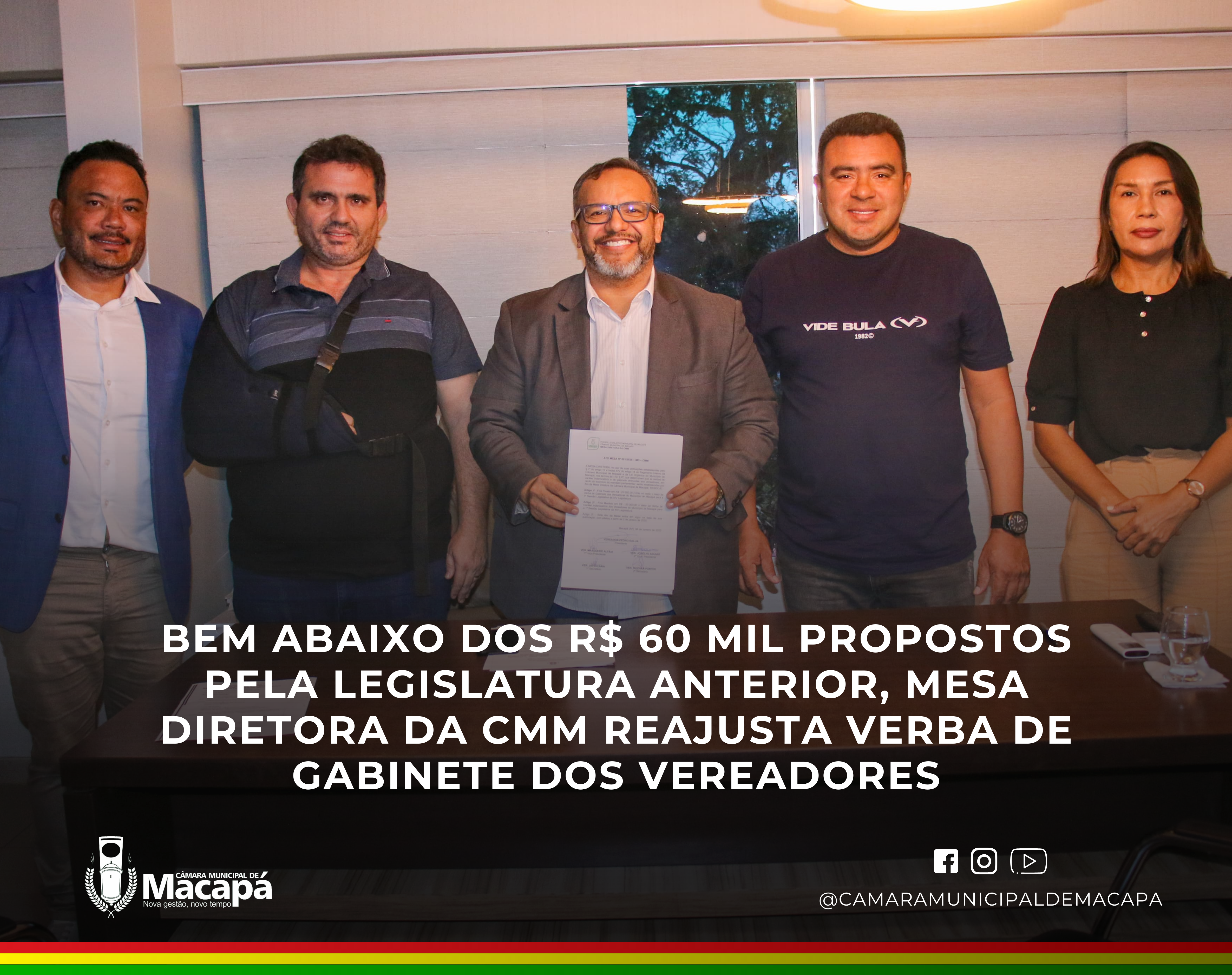 Bem abaixo dos R$ 60 mil propostos pela Legislatura anterior, Mesa diretora da CMM reajusta verba de gabinete dos vereadores