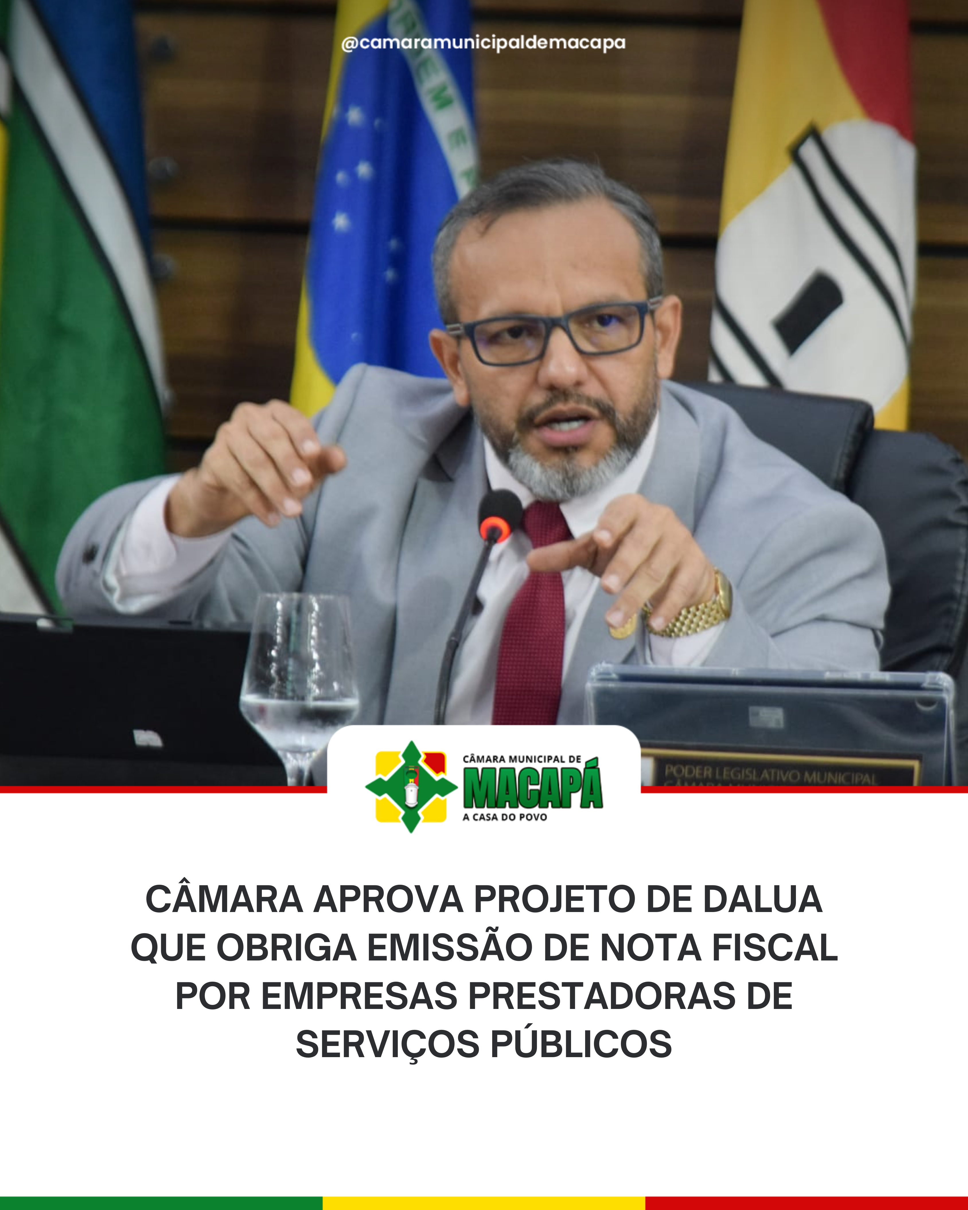 Câmara aprova projeto de DaLua que obriga emissão de nota fiscal por empresas prestadoras de serviços públicos