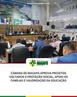 Câmara de Macapá aprova projetos voltados à proteção social, apoio às famílias e valorização da educação