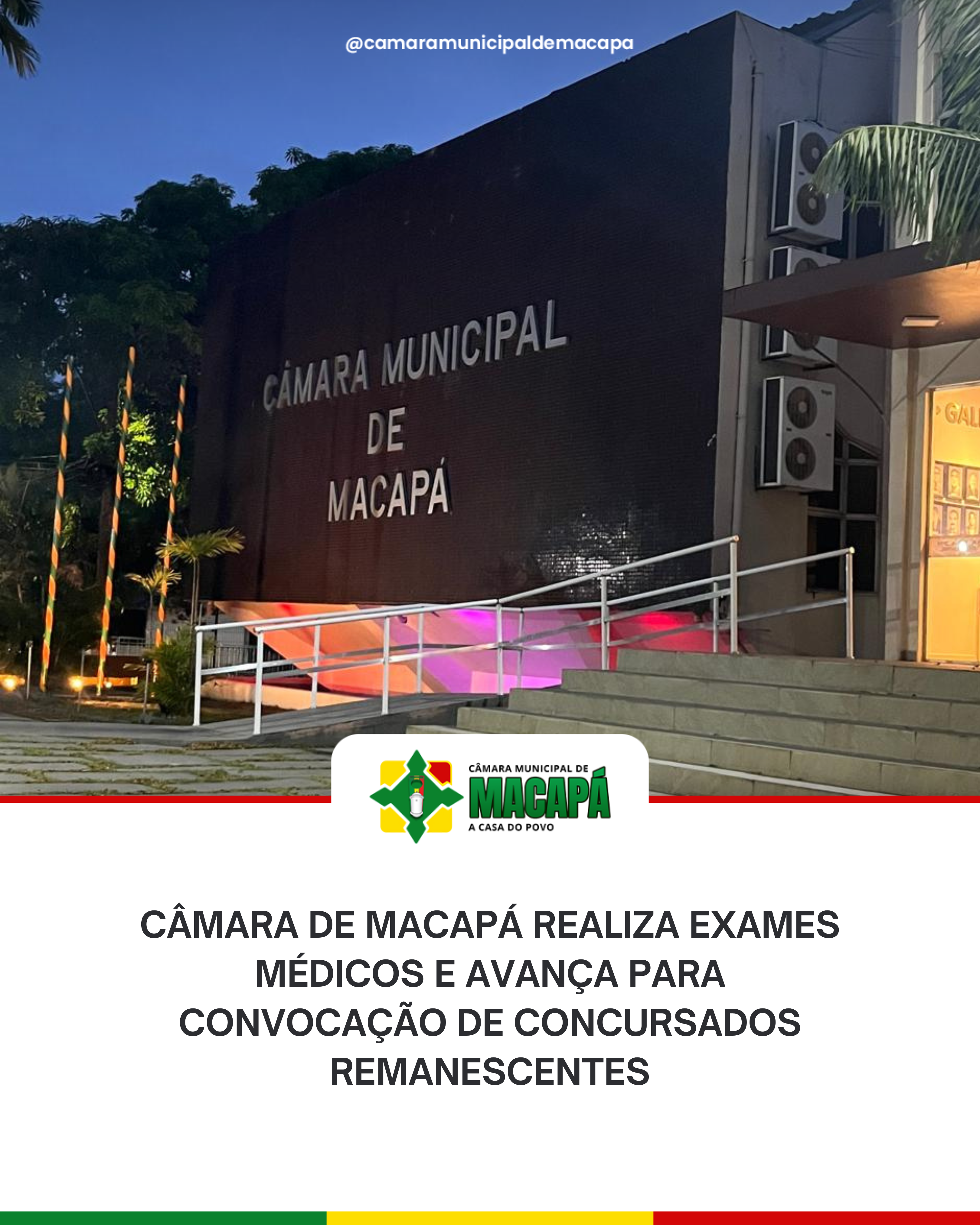 Câmara de Macapá realiza exames médicos e avança para convocação de concursados remanescentes