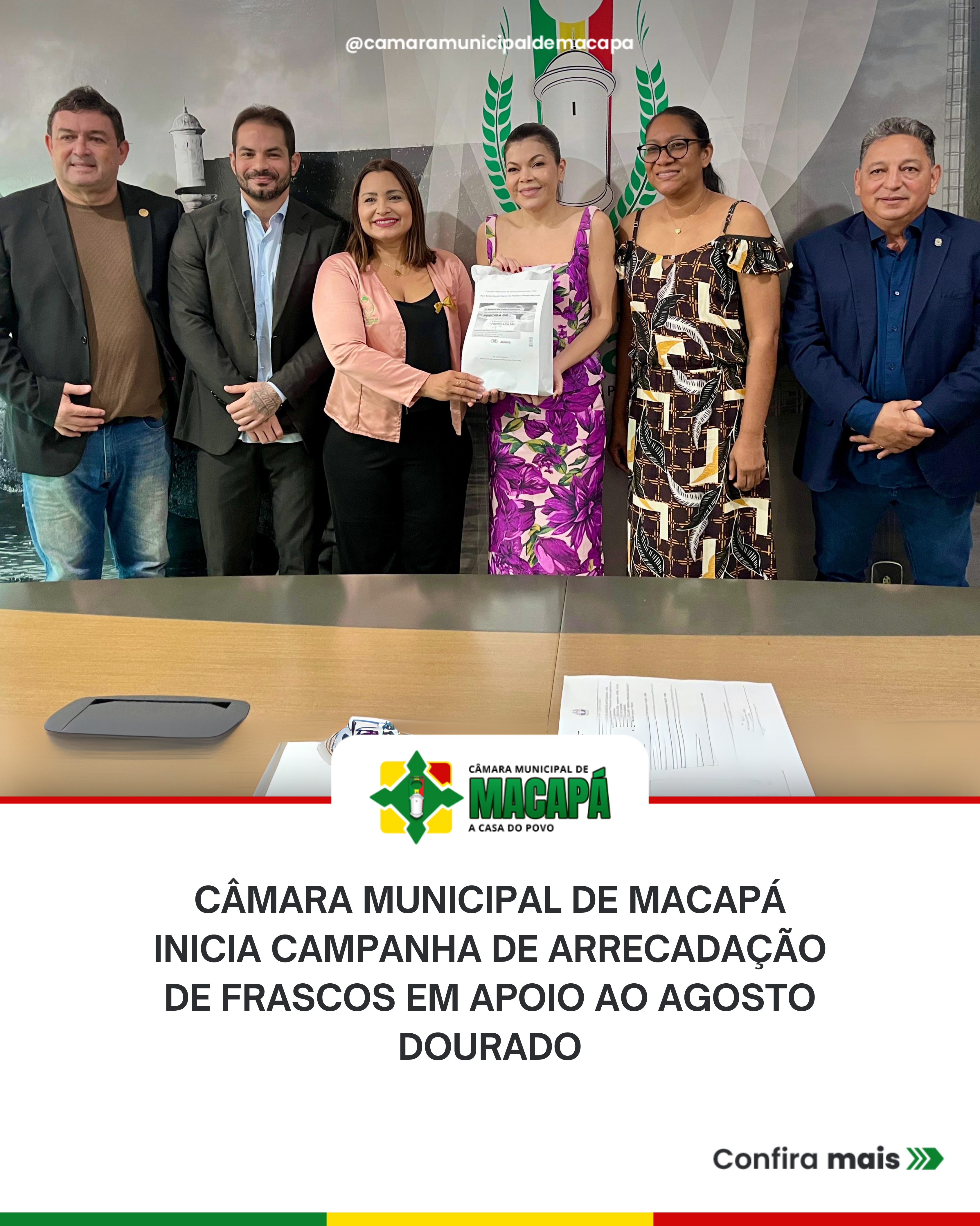 Câmara Municipal de Macapá inicia campanha de arrecadação de frascos em apoio ao Agosto Dourado