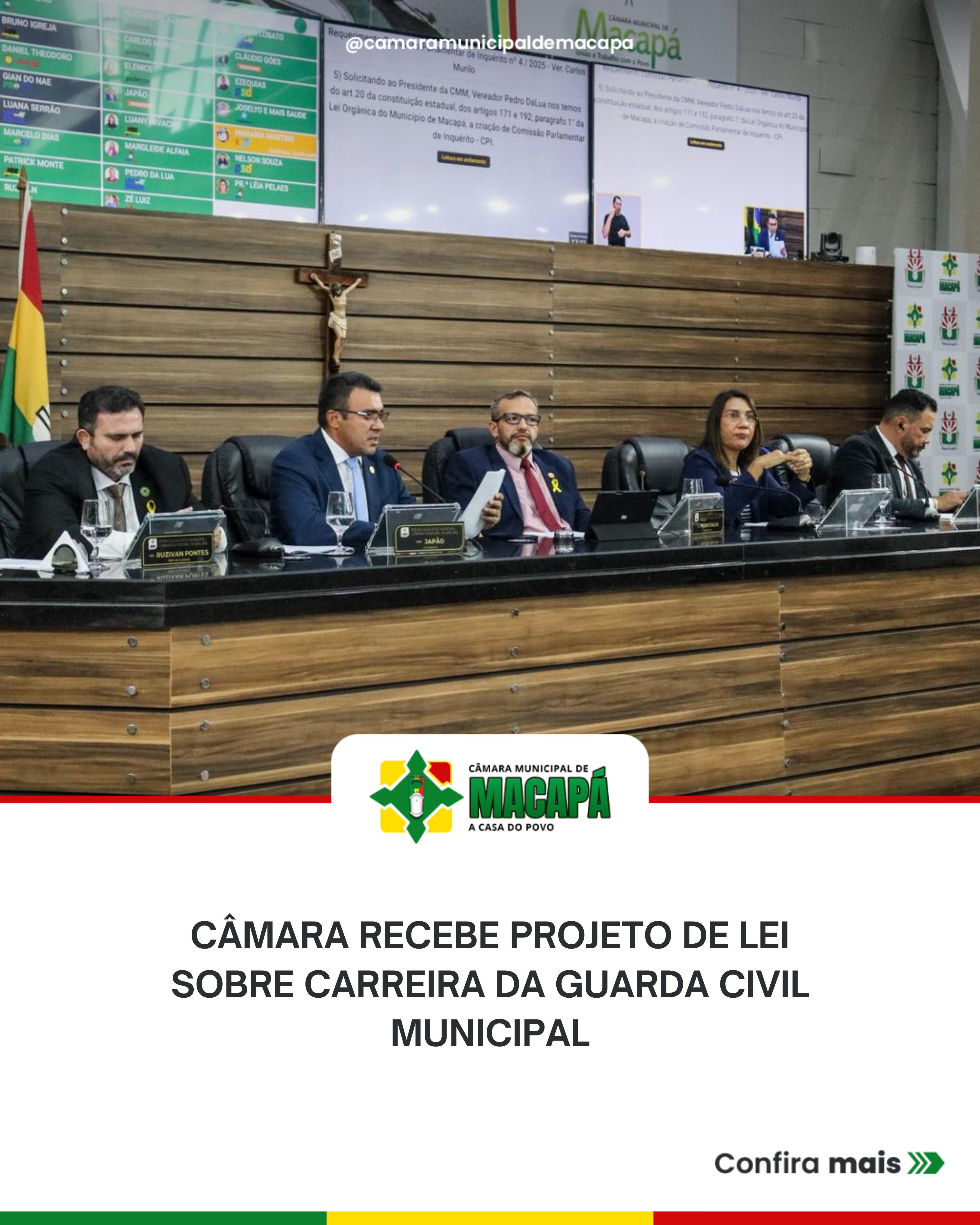 Câmara recebe Projeto de Lei sobre carreira da Guarda Civil Municipal