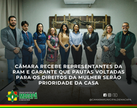 Câmara recebe representantes da RAM e garante que pautas voltadas para os direitos da mulher serão prioridade da Casa