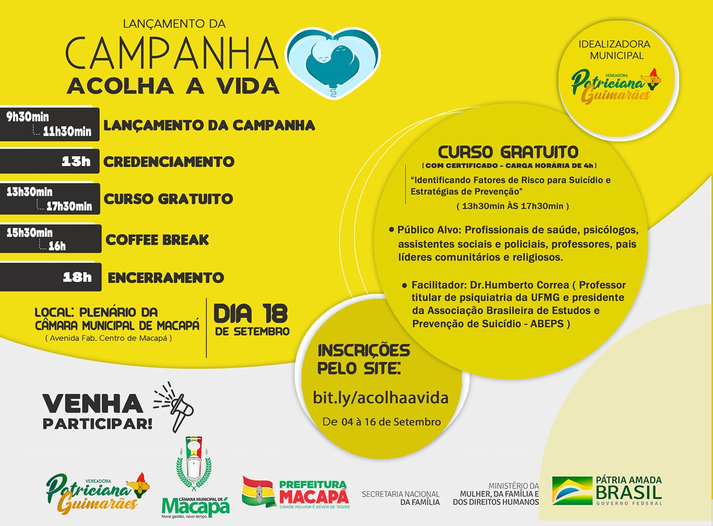 Campanha acolha a vida é realizada pela Vereadora Patriciana Guimarães 