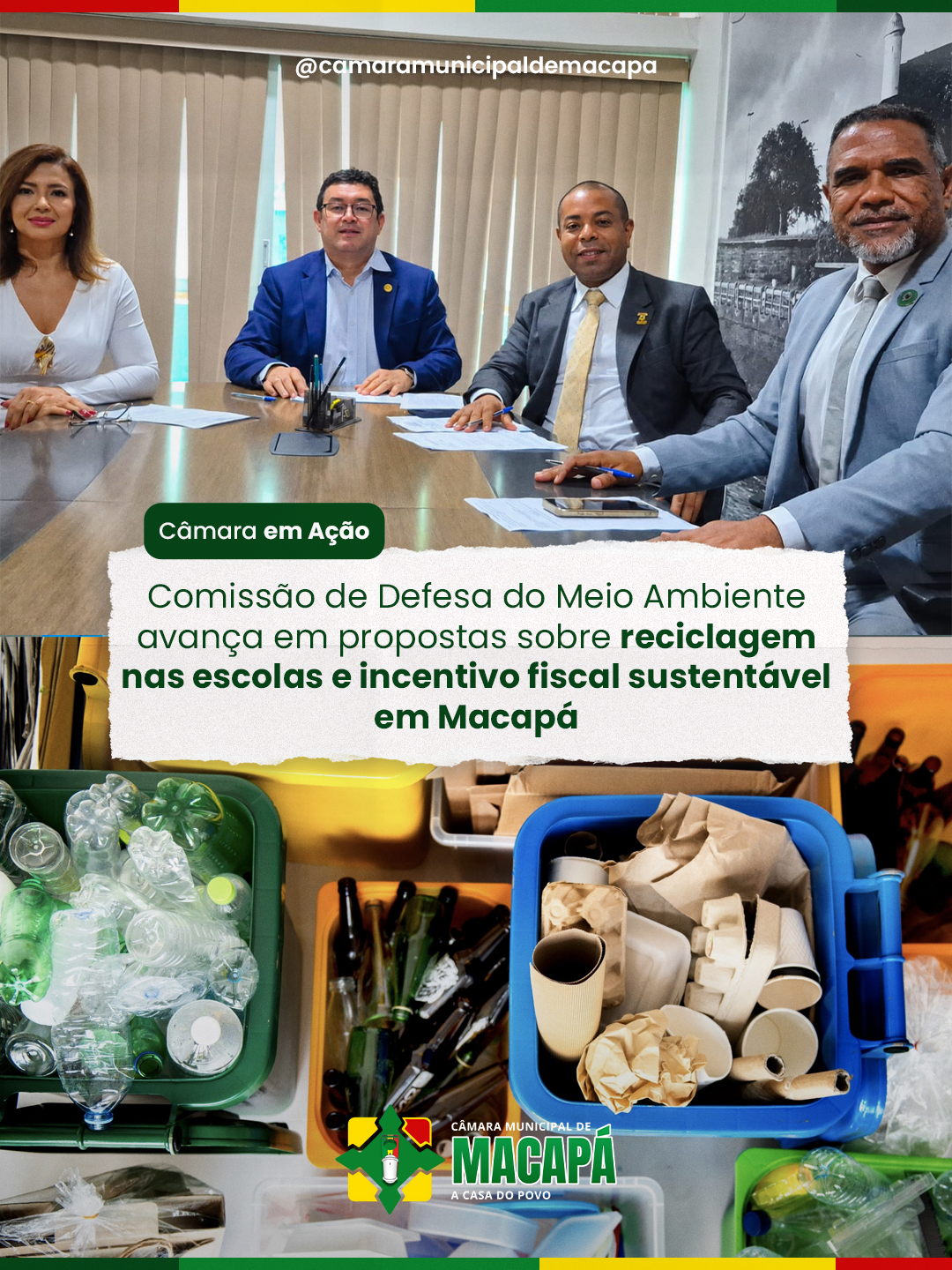 Comissão de Defesa do Meio Ambiente avança em propostas sobre reciclagem nas escolas e incentivo fiscal sustentável em Macapá