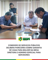 Comissão de Serviços Públicos delibera pareceres sobre garantia de vaga para mulher na Mesa Diretora e horário especial para servidores