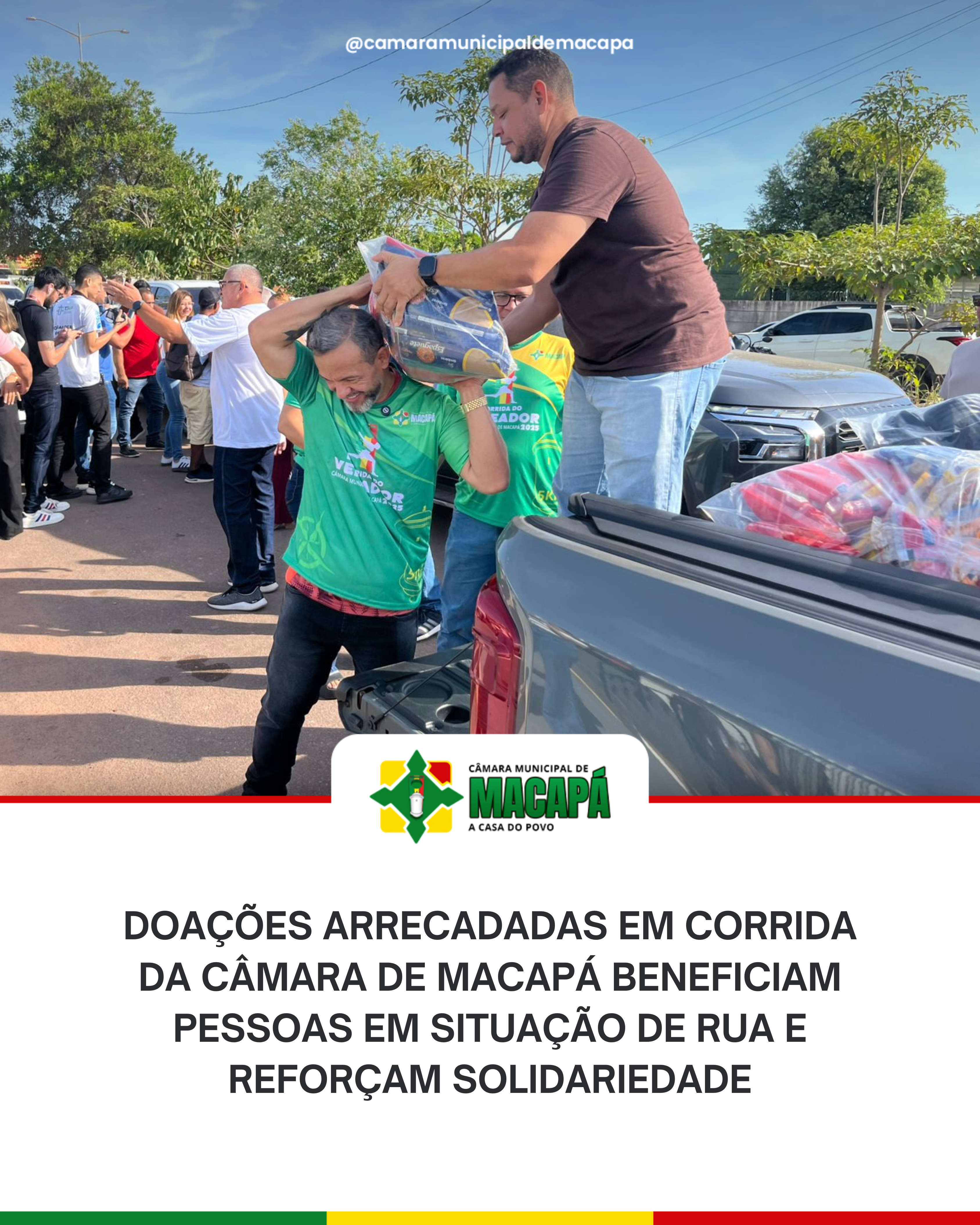 Doações arrecadadas em corrida da Câmara de Macapá beneficiam pessoas em situação de rua e reforçam solidariedade
