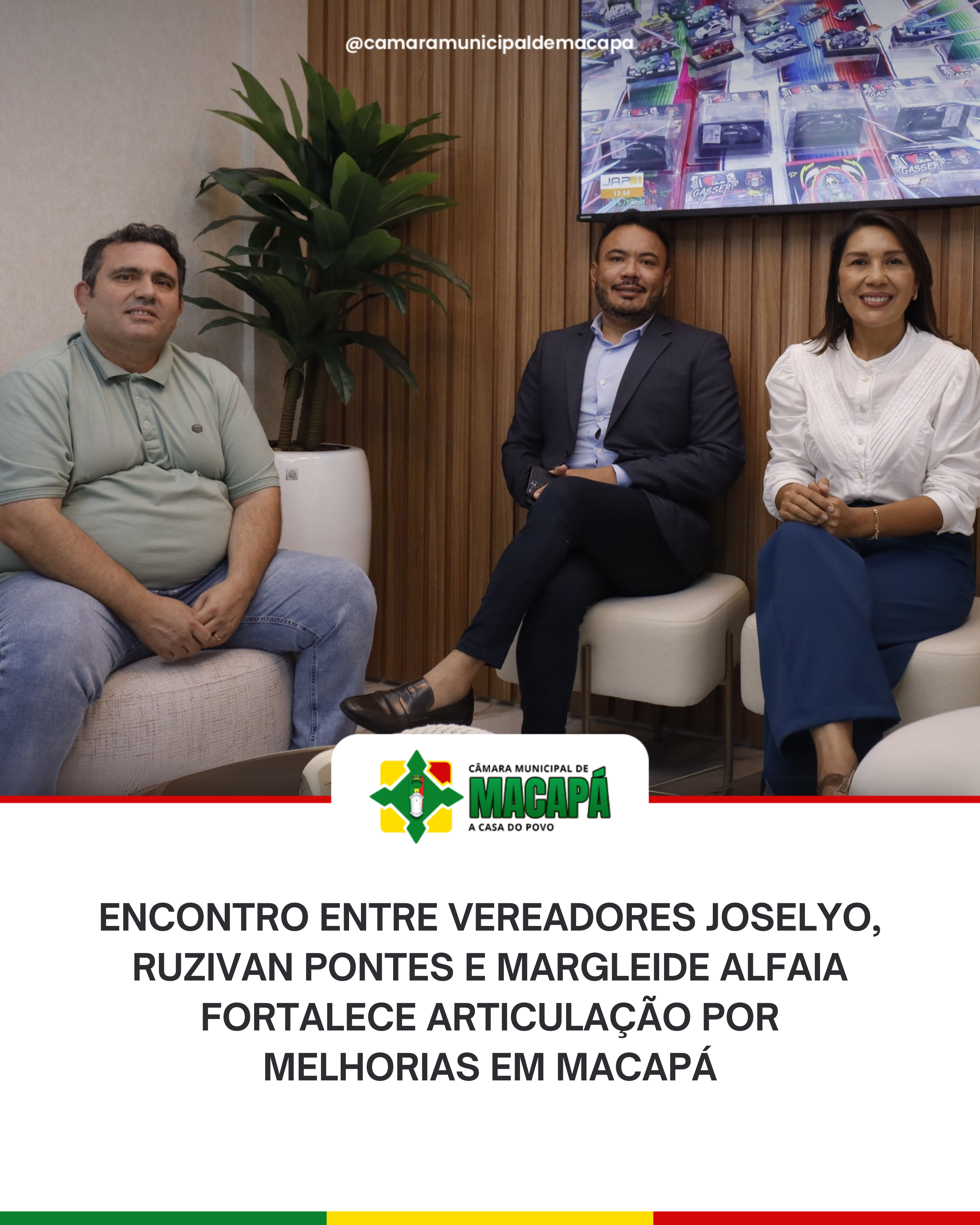 Encontro entre vereadores Joselyo, Ruzivan Pontes e Margleide Alfaia fortalece articulação por melhorias em Macapá