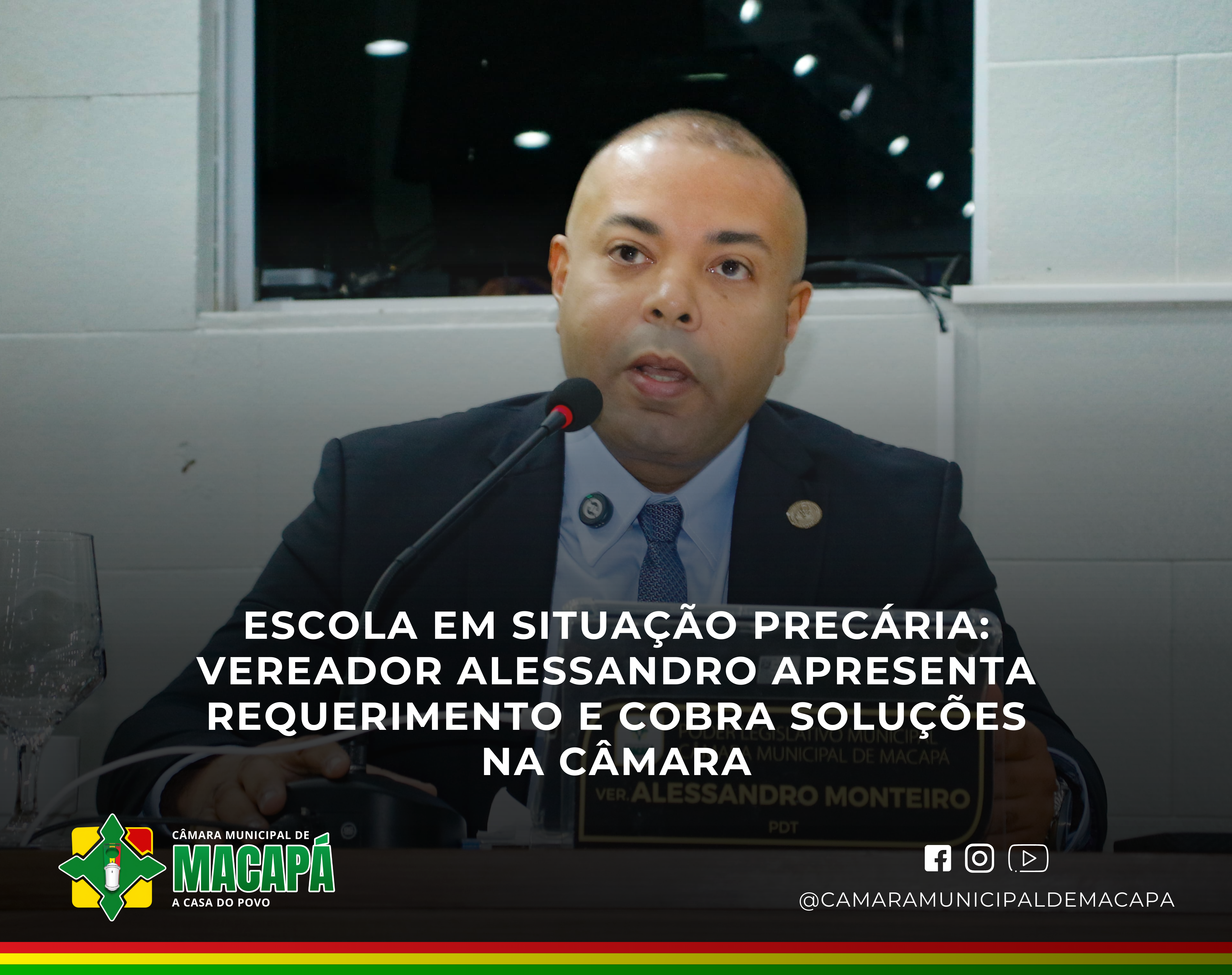 Escola em situação precária: vereador Alessandro apresenta requerimento e cobra soluções na Câmara
