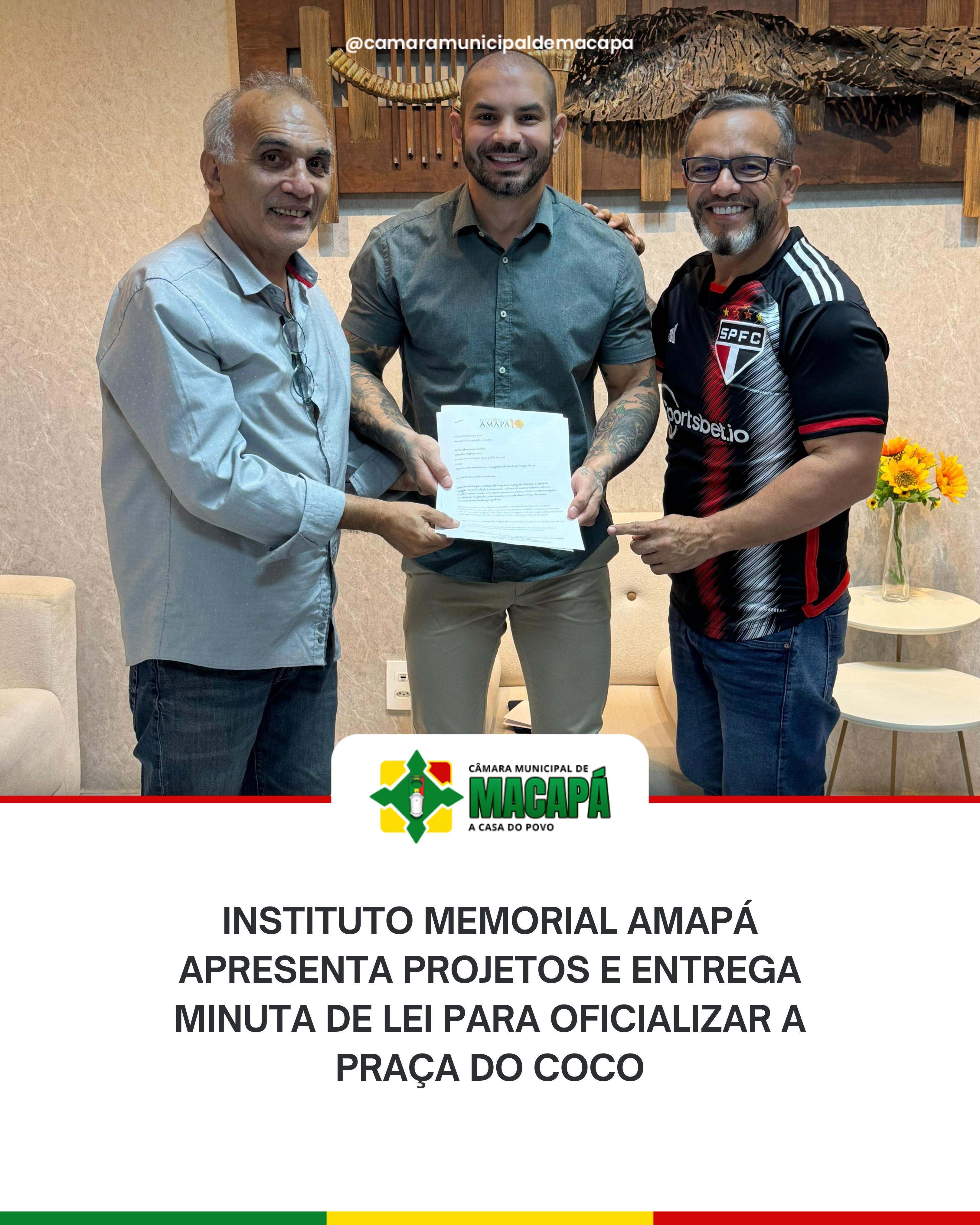Instituto Memorial Amapá apresenta projetos e entrega minuta de lei para oficializar a Praça do Coco