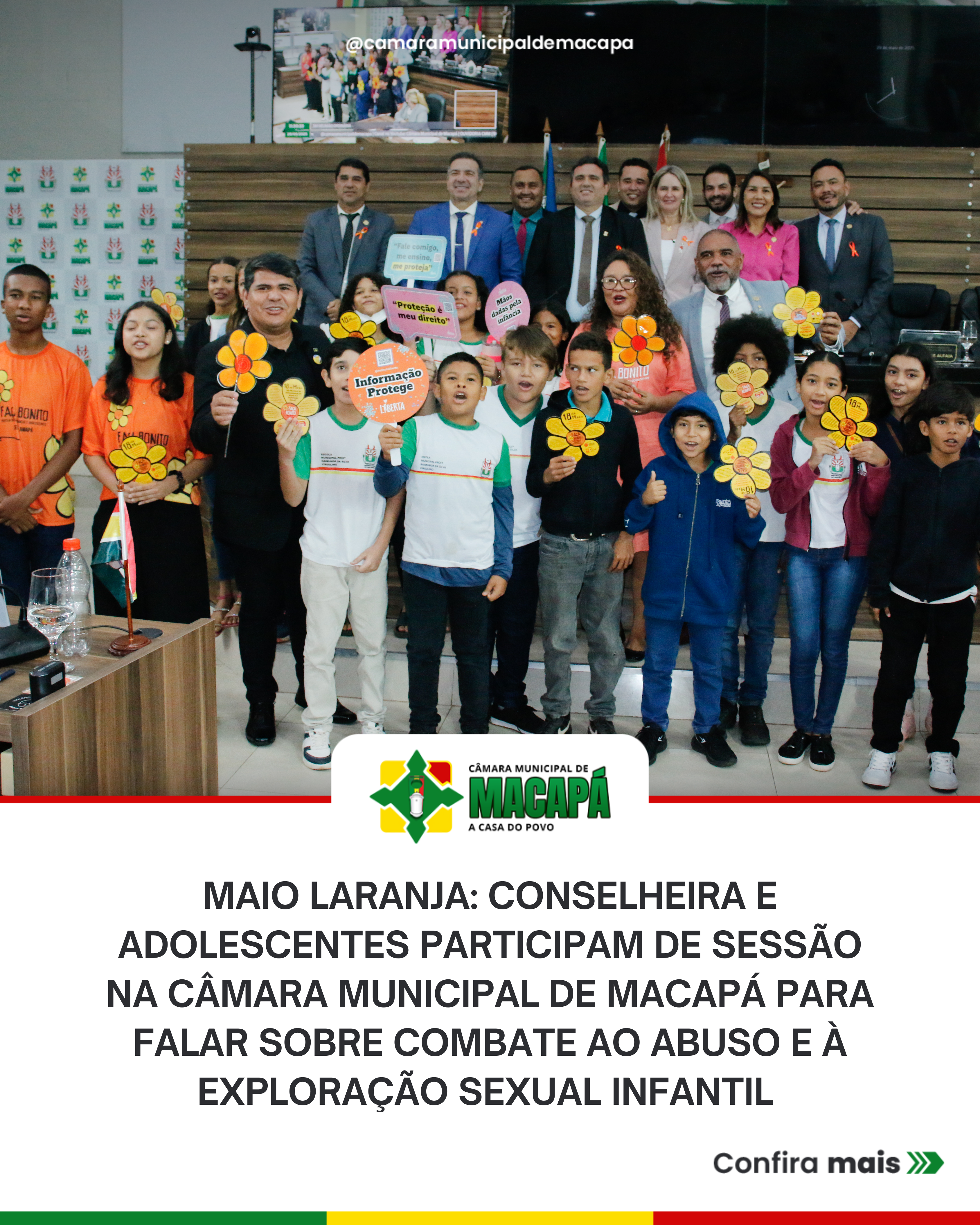 Maio Laranja: conselheira e adolescentes participam de sessão na Câmara Municipal de Macapá para falar sobre combate ao abuso e à exploração sexual infantil 