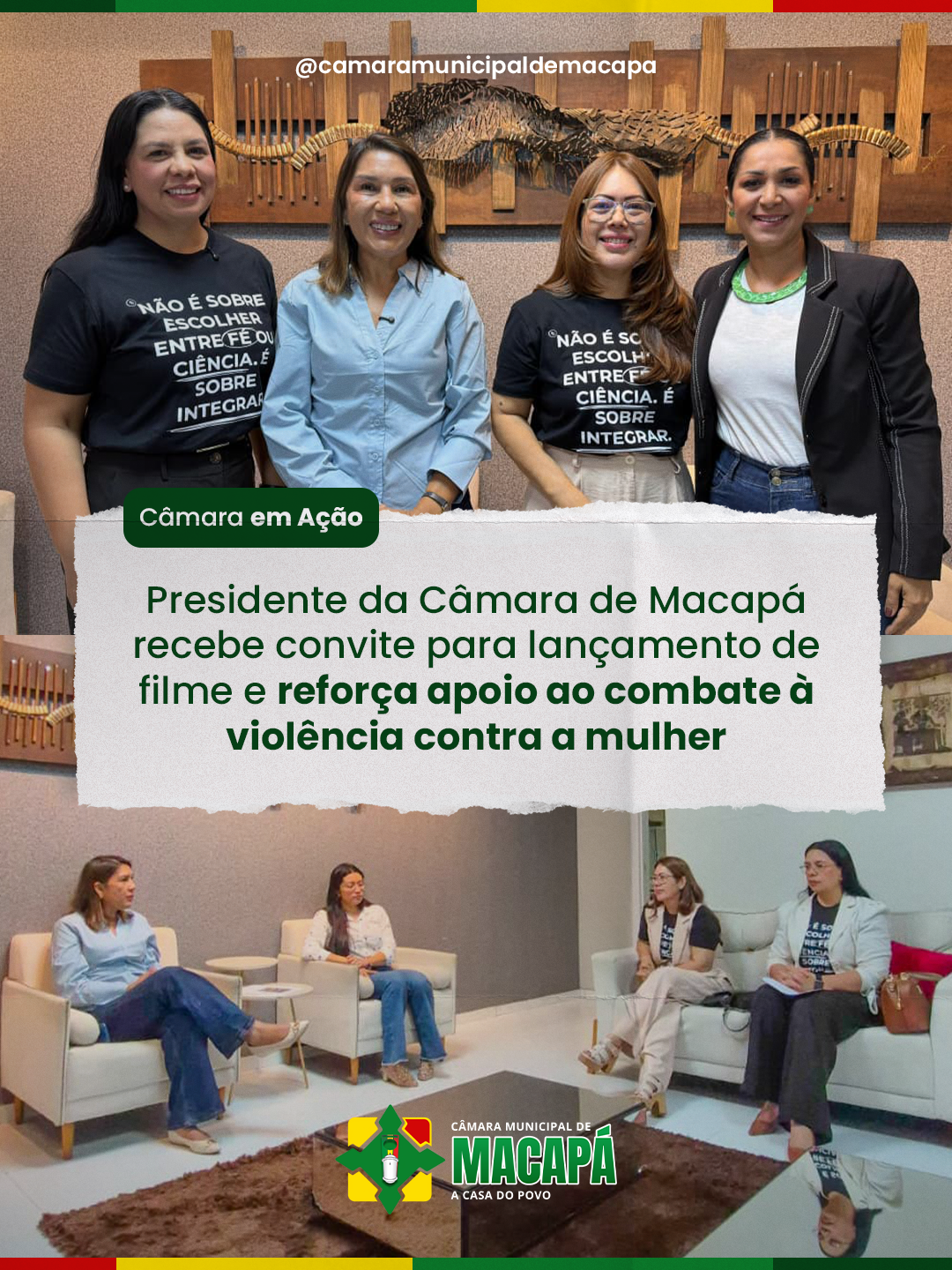 Presidente da Câmara de Macapá recebe convite para lançamento de filme e reforça apoio ao combate à violência contra a mulher