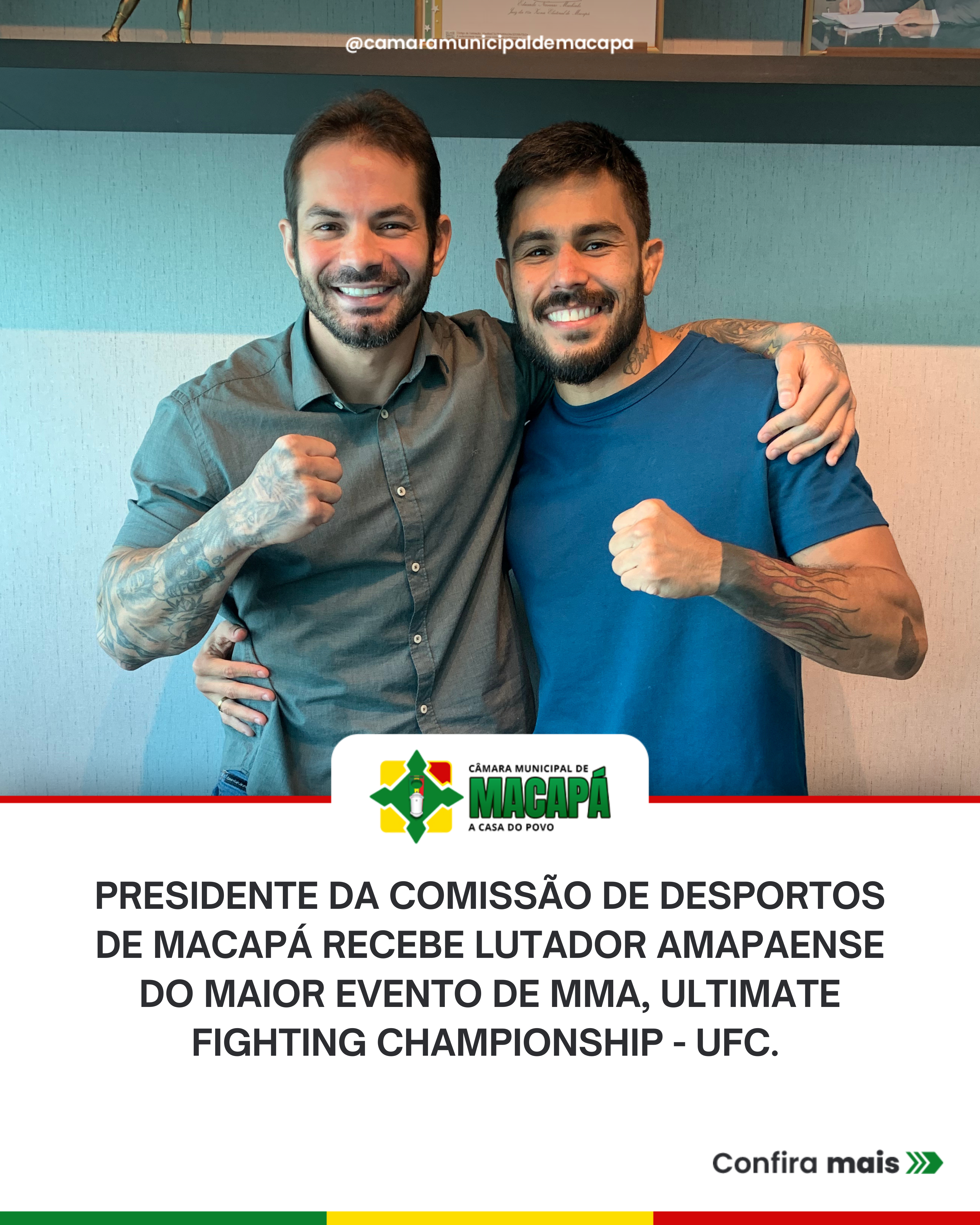 Presidente da Comissão de Desportos de Macapá recebe lutador amapaense do maior evento de MMA, Ultimate Fighting Championship - UFC. 