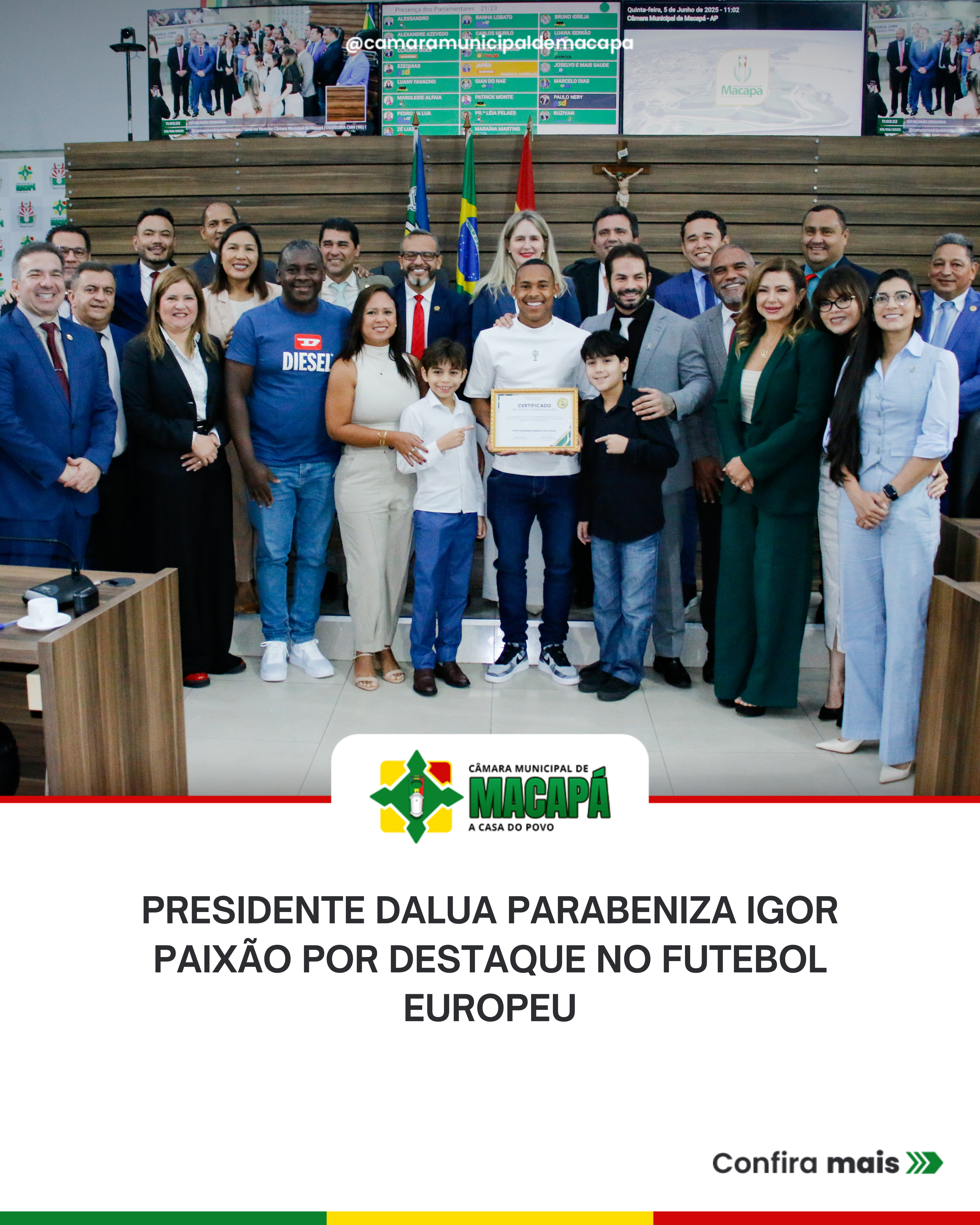 Presidente DaLua parabeniza Igor Paixão por destaque no futebol europeu