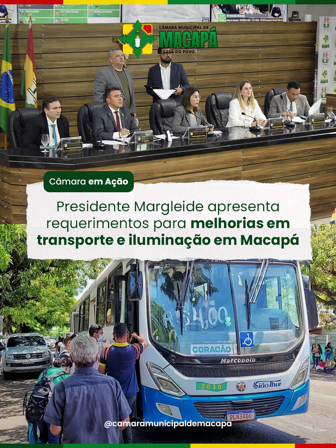 Presidente Margleide apresenta requerimentos para melhorias em transporte e iluminação em Macapá