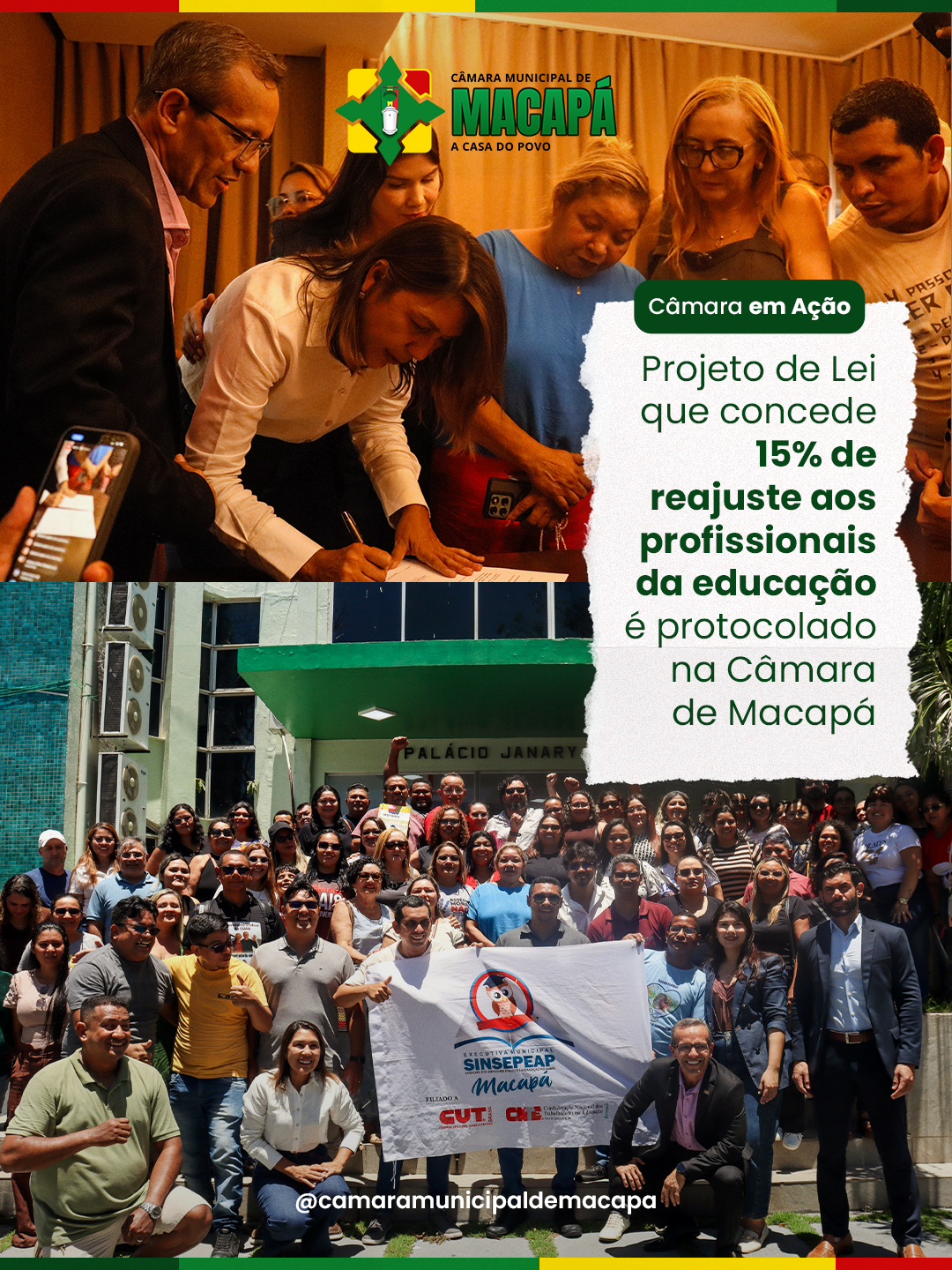 Projeto de Lei que concede 15% de reajuste aos profissionais da educação é protocolado na Câmara de Macapá