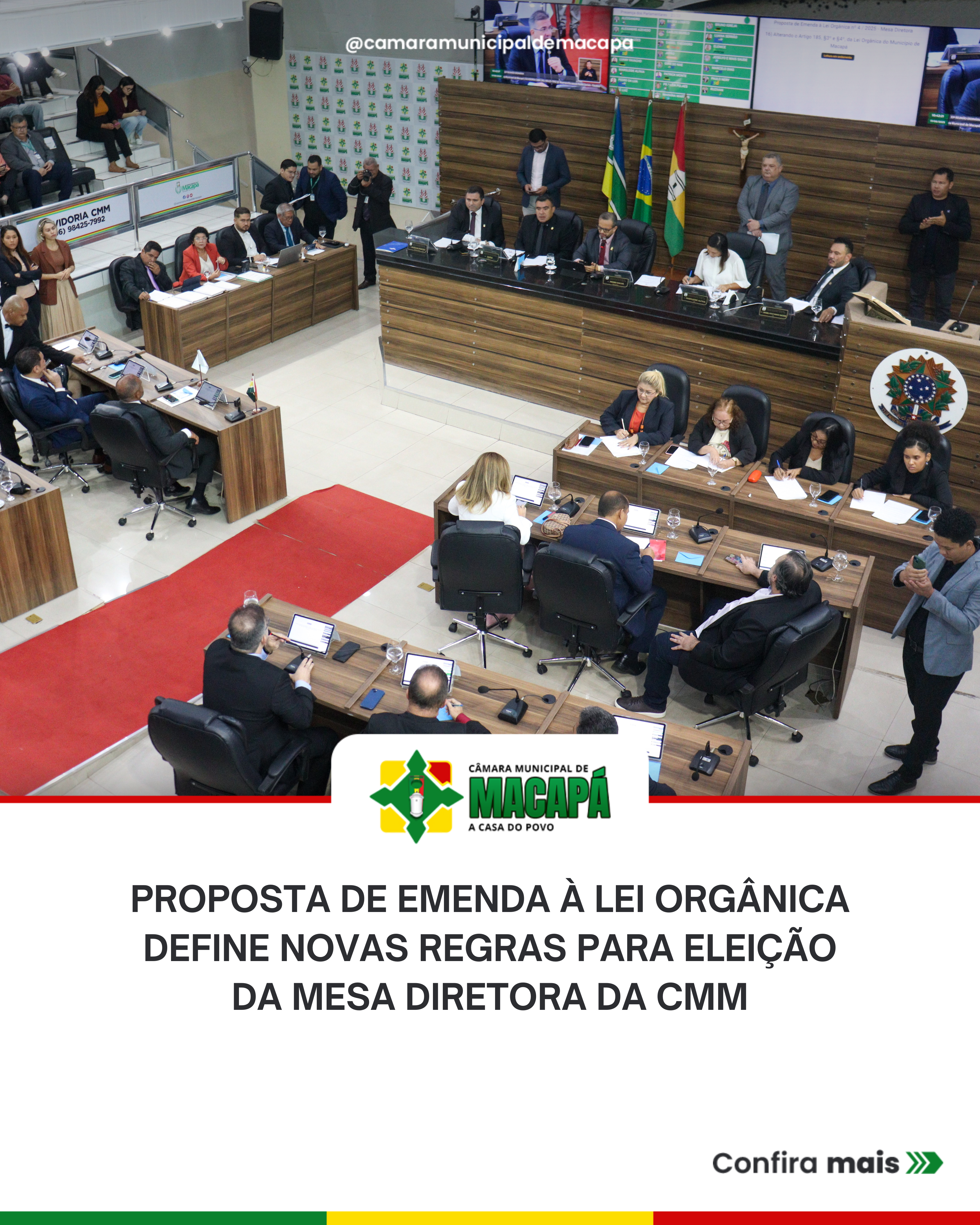 Proposta de Emenda à Lei Orgânica define novas regras para eleição da Mesa Diretora da CMM