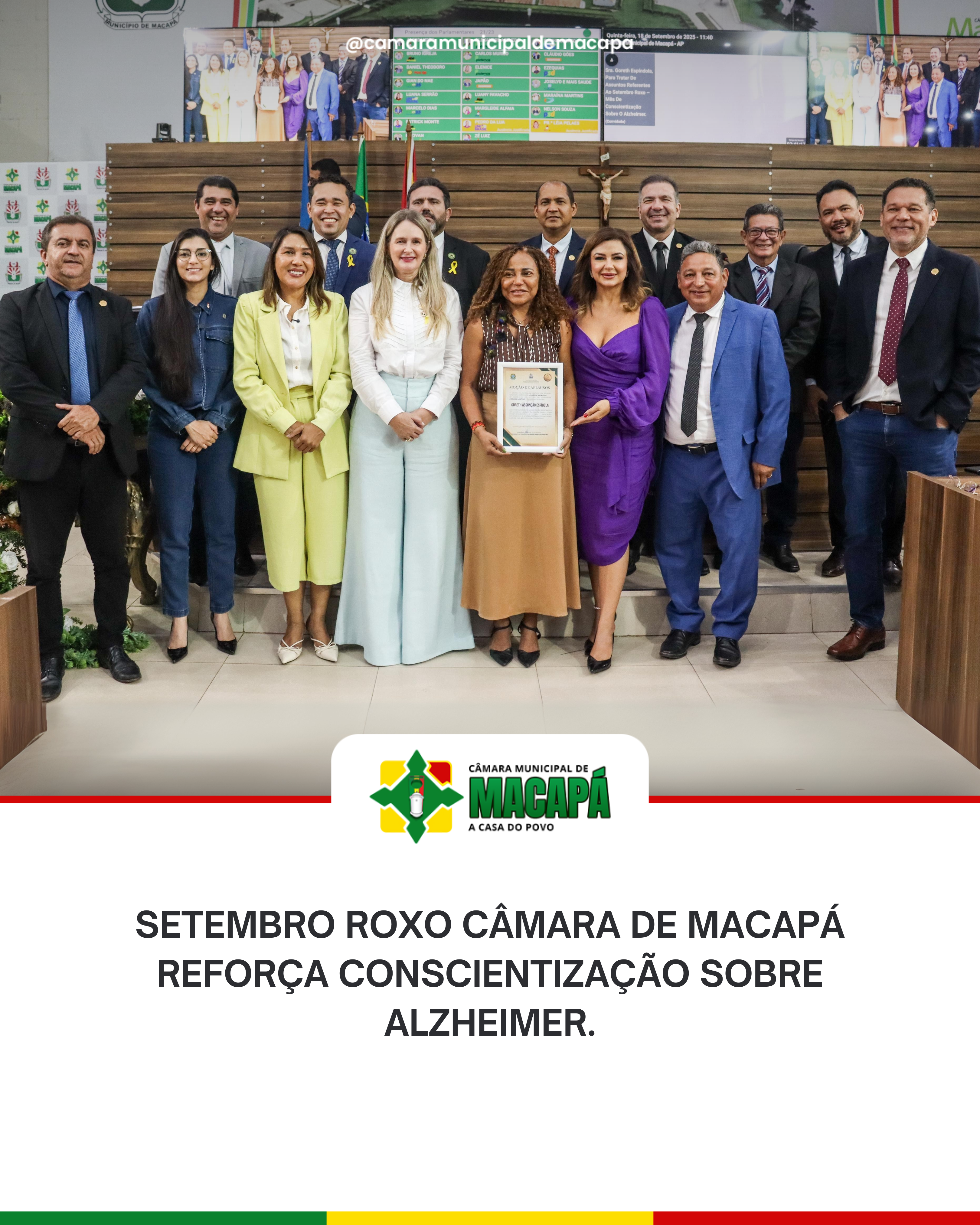 Setembro Roxo Câmara de Macapá reforça conscientização sobre Alzheimer.