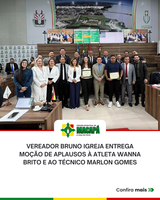 Vereador Bruno Igreja entrega Moção de Aplausos à atleta Wanna Brito e ao técnico Marlon Gomes