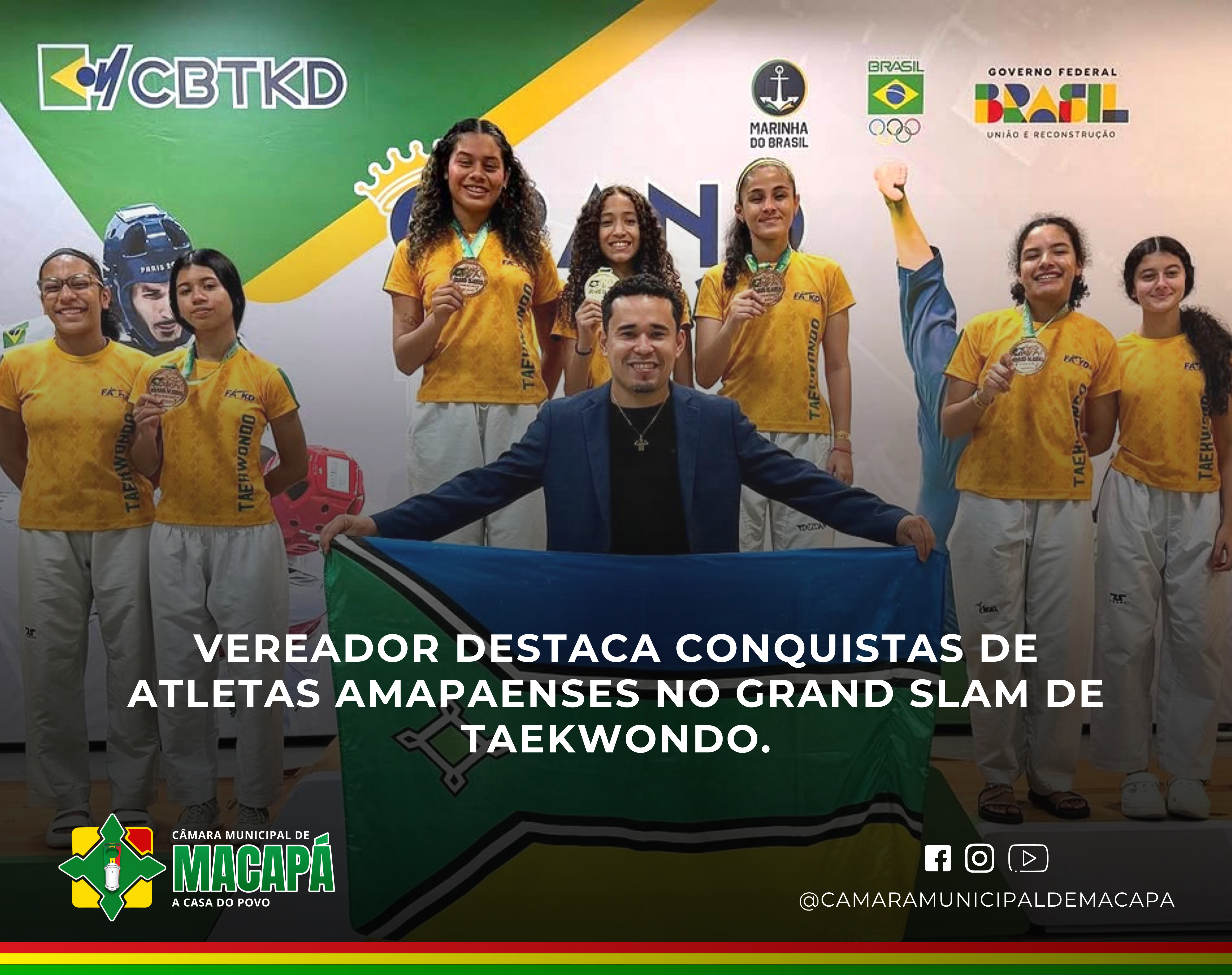 Vereador destaca conquistas de atletas amapaenses no Grand Slam de Taekwondo.