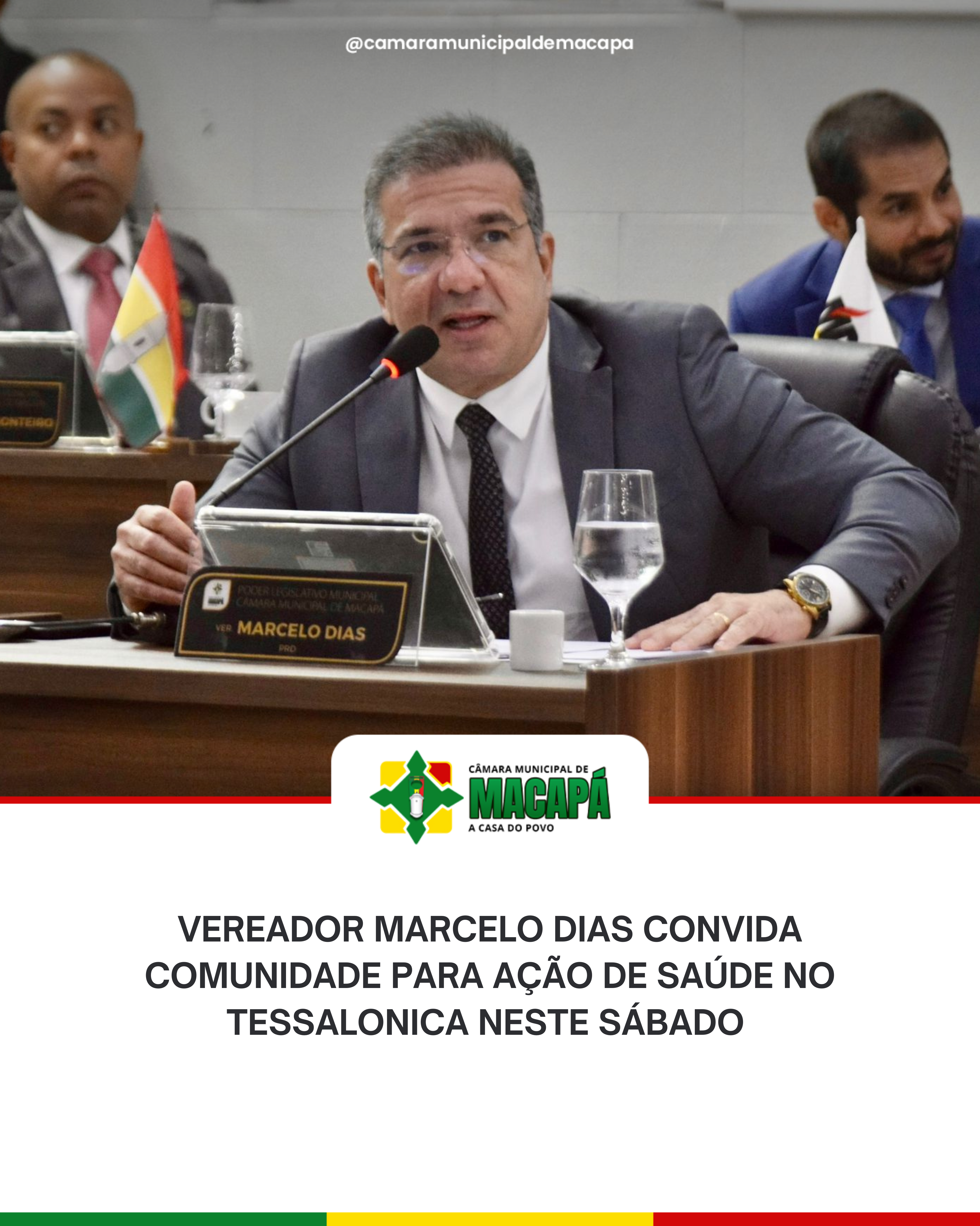 Vereador Marcelo Dias convida comunidade para ação de saúde no Tessalonica neste sábado 