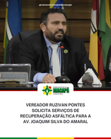 Vereador Ruzivan Pontes solicita serviços de recuperação asfáltica para a Av. Joaquim Silva do Amaral