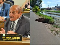 Vereador Zeca solicita fechamento de cratera na Rua do Canal, no Bairro do Beirol