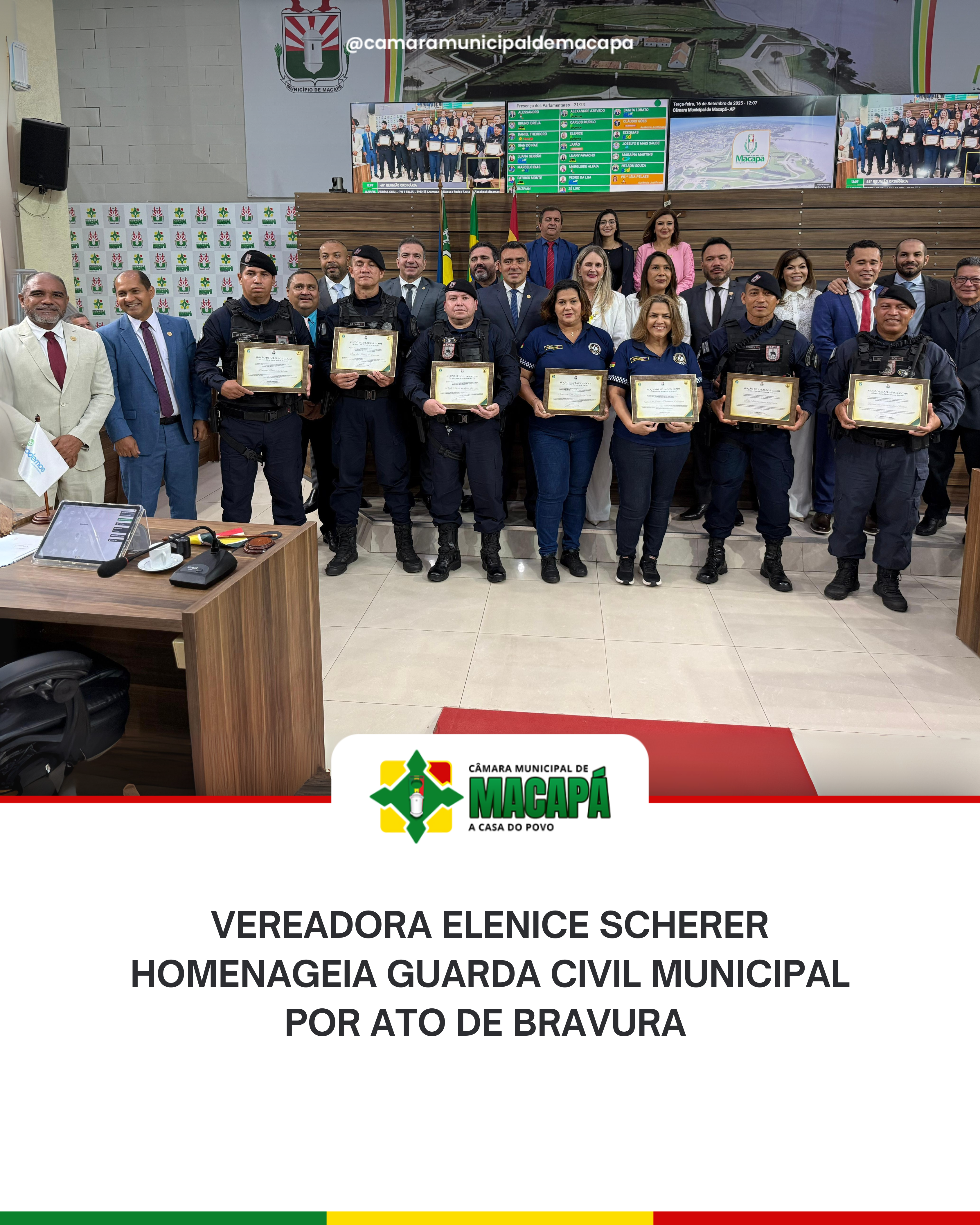 Vereadora Elenice Scherer homenageia Guarda Civil Municipal por ato de bravura 
