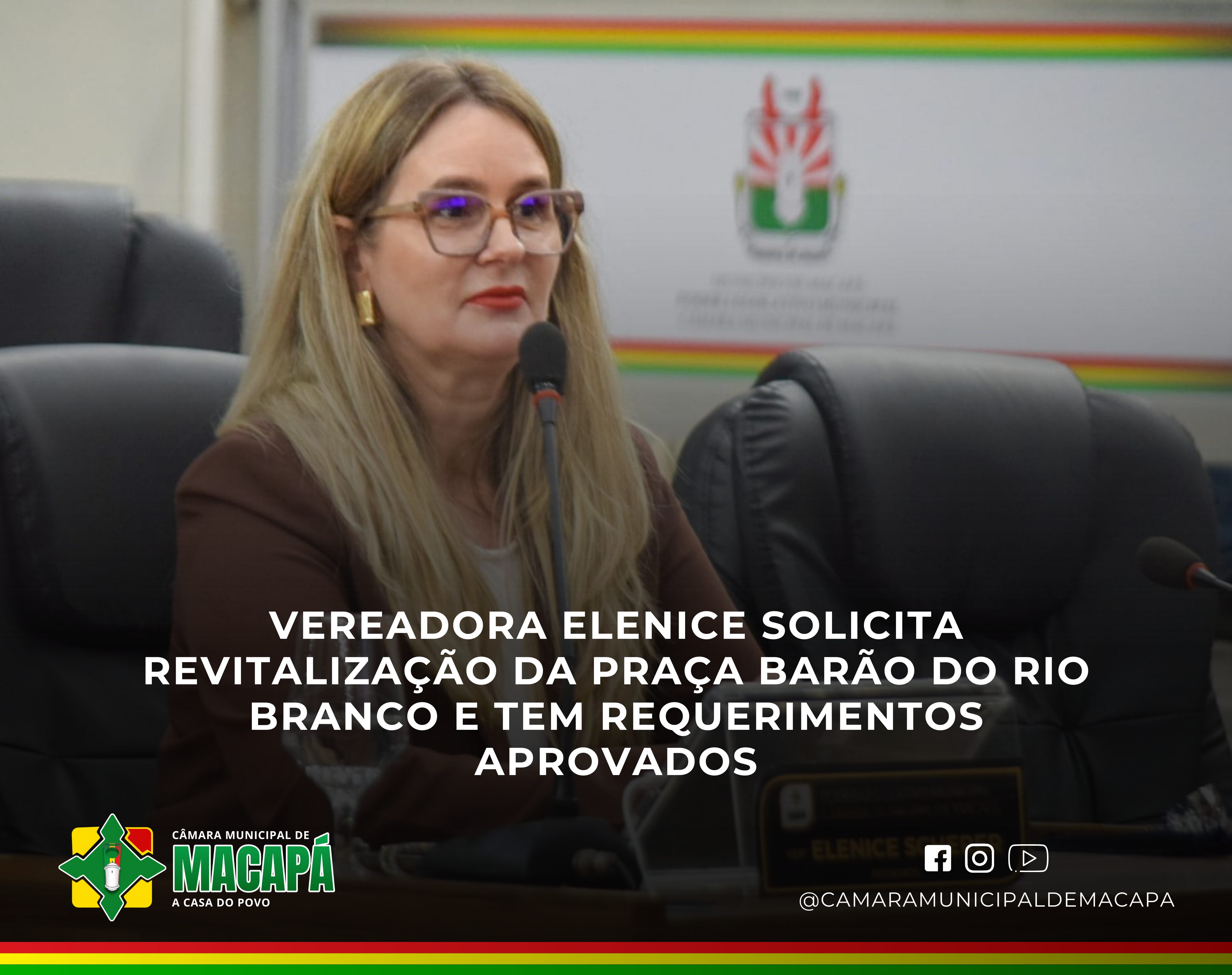 Vereadora Elenice solicita revitalização da Praça Barão do Rio Branco e tem requerimentos aprovados