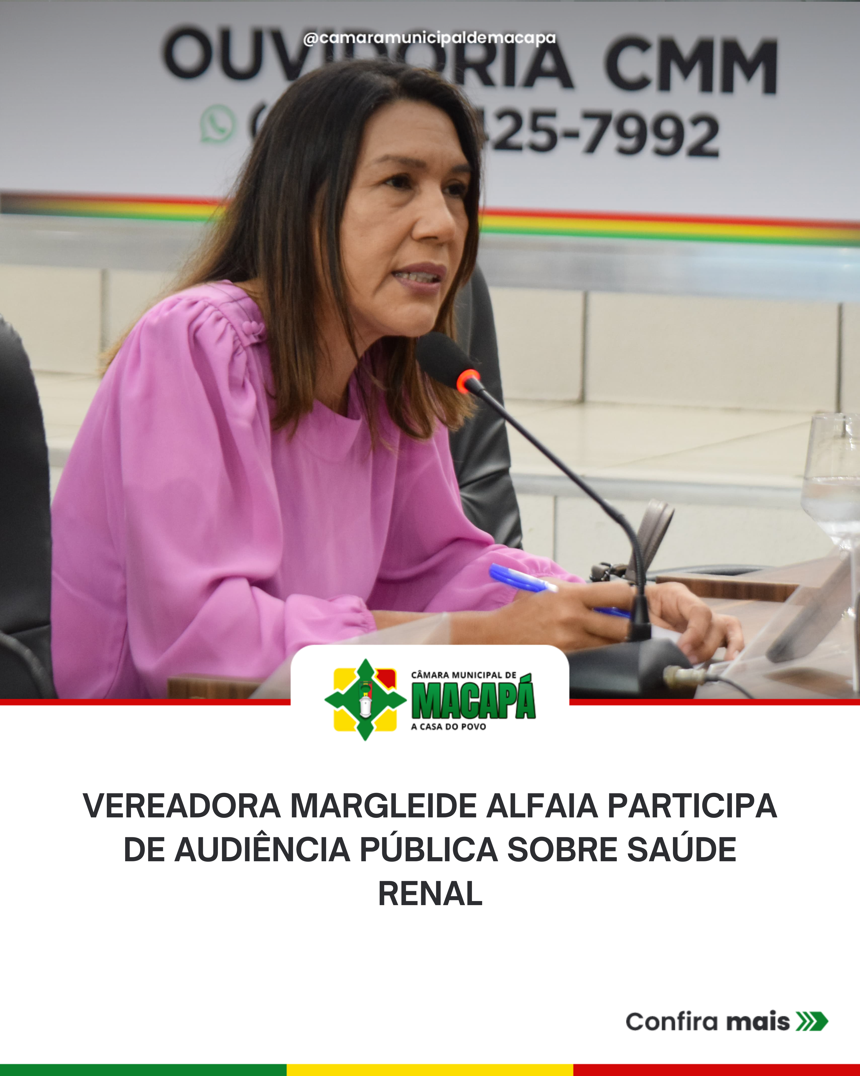 Vereadora Margleide Alfaia participa de audiência pública sobre saúde renal